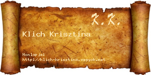 Klich Krisztina névjegykártya
